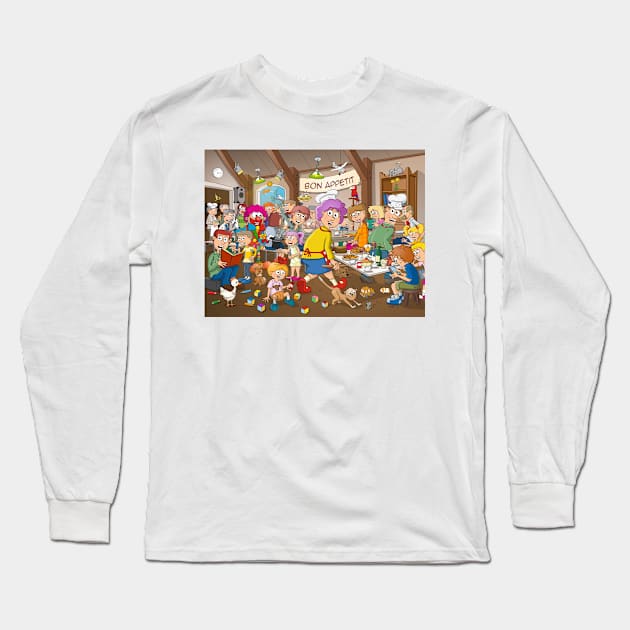 Colorful ‘Bon Appetit’ illustration. Long Sleeve T-Shirt by Stefs-Red-Shop